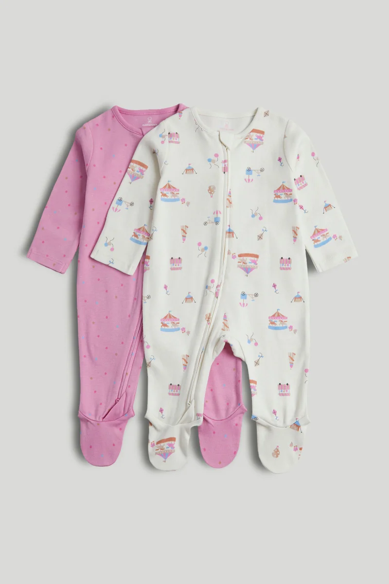 مذركير 2 Pack Carnival Zip-Up Sleepsuits